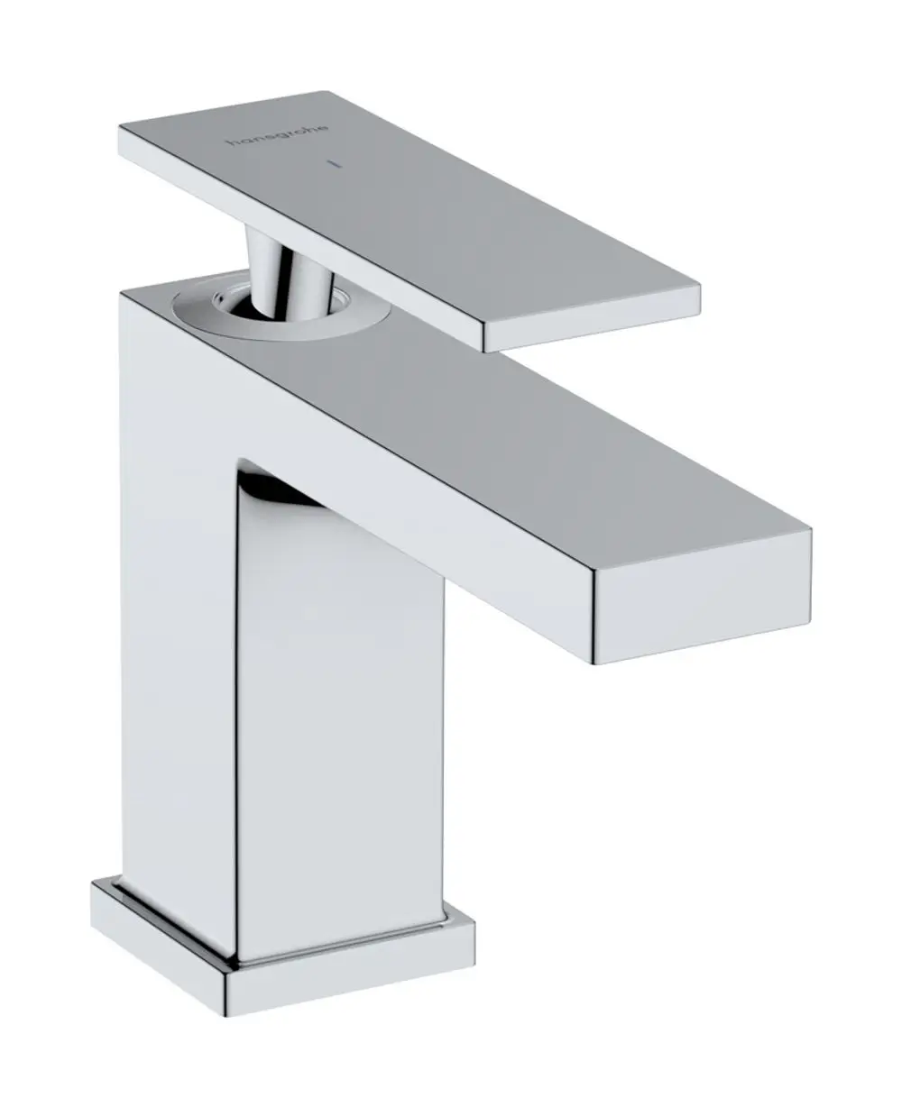 Hansgrohe Standventil in verchromtem Finish mit Hebelgriff. Für Kaltwasser oder vorgemischtes Wasser, ohne Ablaufgarnitur, rechteckige Form.